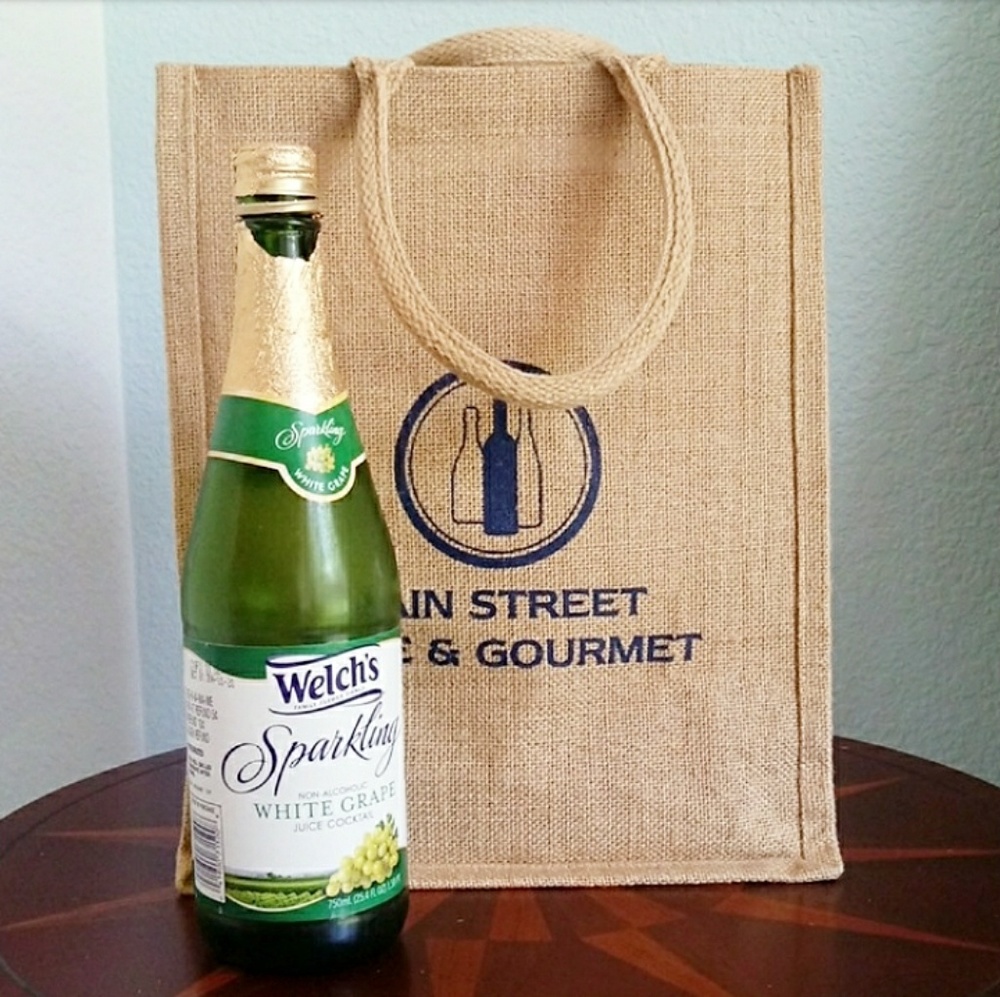 Burlap Wine Sparkling Beverage Carrier Tote